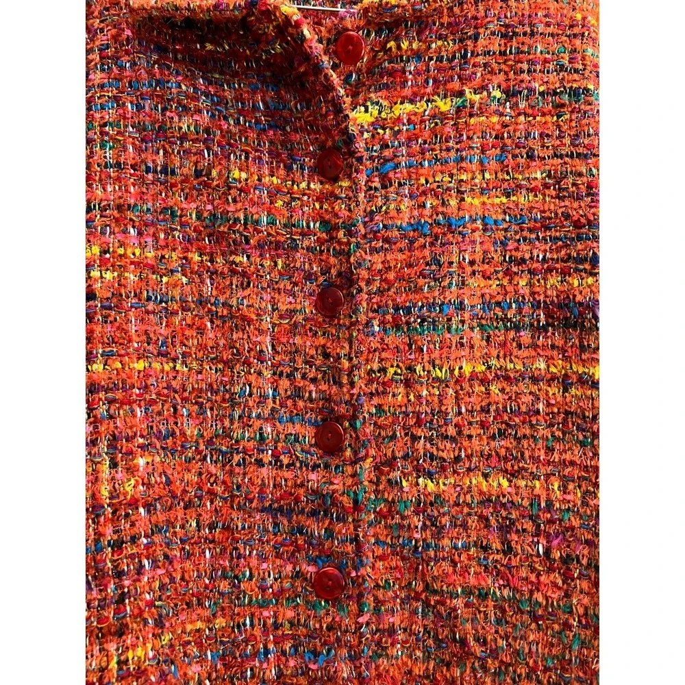 Keren Hart Vintage‎ Jacket Women's Size Large Colorful Art Yarn Glitter